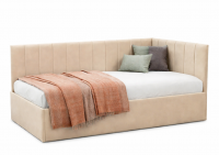 Кровать №3 (0,9м) ткань бежевая с настилом дсп под матрас