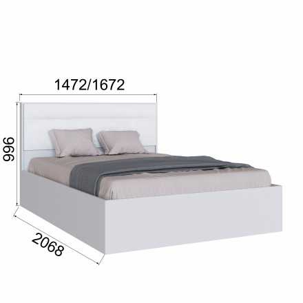 Спальня Леньяна кровать 1,6 белый/велюр белый основание ДСП2с
