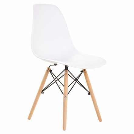 Комплект 4 стула Eames пластик белый ножки бук