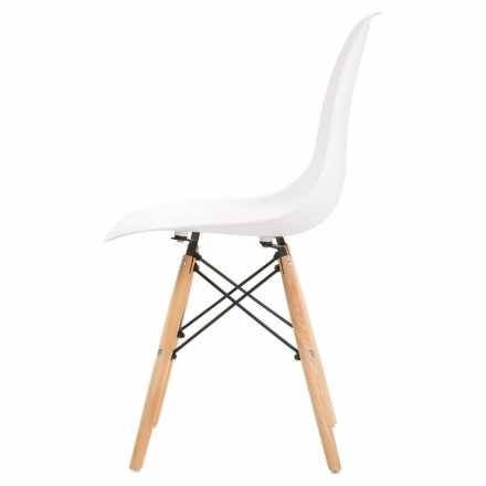 Комплект 4 стула Eames пластик белый ножки бук