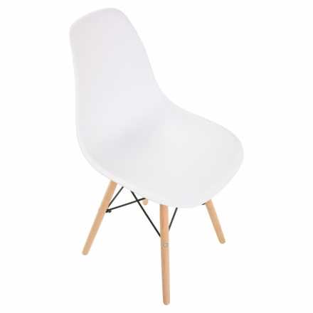 Комплект 4 стула Eames пластик белый ножки бук