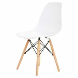 Комплект 4 стула Eames пластик белый ножки бук