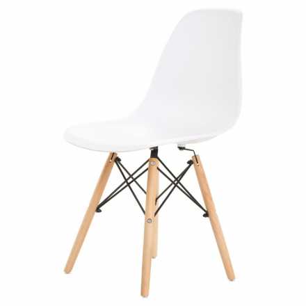 Комплект 4 стула Eames пластик белый ножки бук