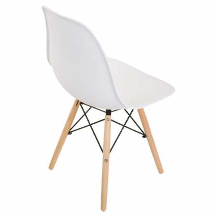 Комплект 4 стула Eames пластик белый ножки бук