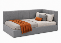 Кровать №3 (0,9м) ткань серая с настилом дсп под матрас