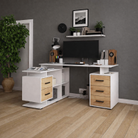 Компьютерный стол угловой СКМУ-3 дуб крафт золотой/белый