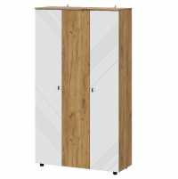 Шкаф трехстворчатый Байкал (1200х2106х464мм) лдсп (SAFE) Дуб Золотой / Белый матовый МР