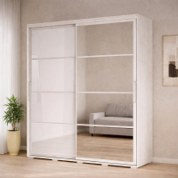 Шкаф-купе Крафт-6 (2,0м) ясень анкор светлый / лакобель белый