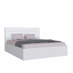 Спальня Леньяна кровать 1,6 белый/велюр белый с подъемным механизмом