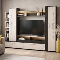 Дакота стенка в гостиную 2,3х1,9х0,4м венге цаво / дуб молочный