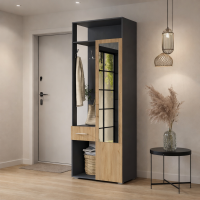 Прихожая Твин 0,8м графит / дуб крафт золотой
