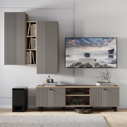 Гостиная Олива модульная 2160х1700х376мм дуб каньон/MF14 муссон софт