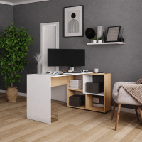 Компьютерный стол угловой СКМУ-4 белый/дуб крафт золотой