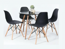 Комплект 4 стула Eames пластик черный ножки бук