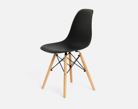 Комплект 4 стула Eames пластик черный ножки бук