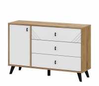 Комод 3 ящика Байкал (со створкой) 1140х732х331мм лдсп (SAFE) Дуб Золотой / Белый матовый МР