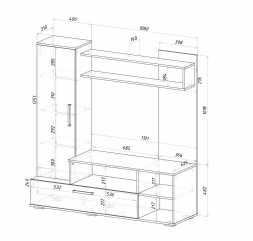 Министенка Евро-2 1500х1540х440мм венге / лоредо