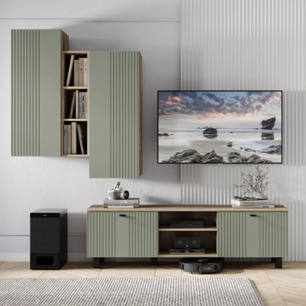 Гостиная Олива модульная 2160х1700х376мм дуб каньон/MF12 эвкалипт софт