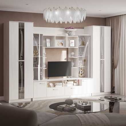 Венеция гостиная 3400х2200х532 мм лдсп ясень белый