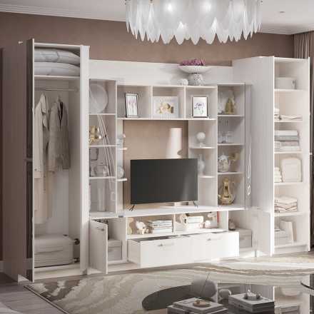 Венеция гостиная 3400х2200х532 мм лдсп ясень белый