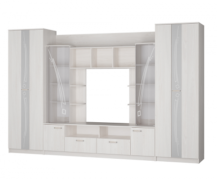 Венеция гостиная 3400х2200х532 мм лдсп ясень белый