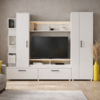 Дакота стенка в гостиную 2,4х1,9х0,4м белый ясень