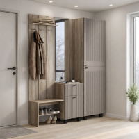 Прихожая Олива с пеналом (1,5м) дуб каньон / муссон софт MF14