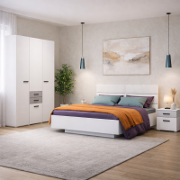 Ева спальный гарнитур белый / бетон