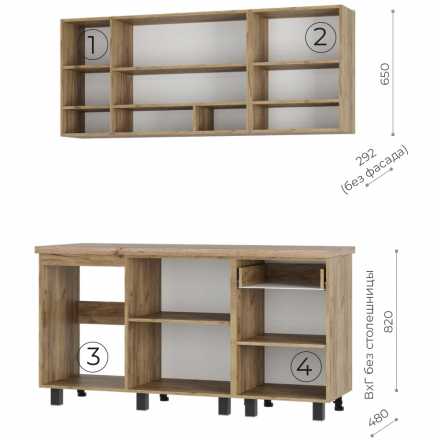 Кухня Вика 1,6м дуб крафт / белый / столешница 1,6м дуб керра