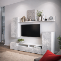 Стенка Диаманд 2.1м лдсп белый / лдсп цемент серый