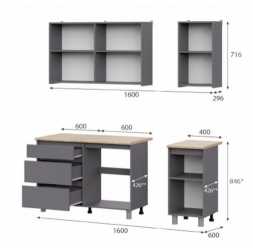 Кухонный гарнитур Денвер 1,6м графит серый/ дуб сонома