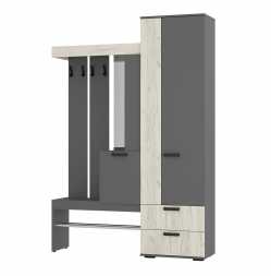 Прихожая Трамп 1500х2176х372мм графит / графит, дуб крафт белый