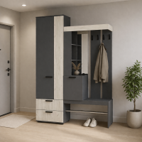 Прихожая Трамп 1,5м графит / дуб крафт белый