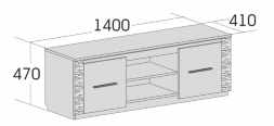 Элана тумба под ТВ 1400х470х410мм бодега белая