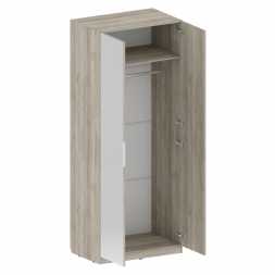 Лежер шкаф для платья двери зеркало 2х дверный ШК-3118 (916x2300x592мм) дуб серый / холст сапфировый