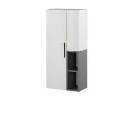 Шкаф-пенал настенный Альберо 550x1200x309 белый/графит серый