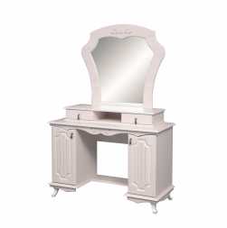 Стол туалетный Кантри вудлайн кремовый/ПВХ сандал белый/зеркало
