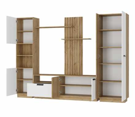 Гостиная Мишель тип 2 ГС-01 (2602х1880х354мм) крафт /крафт, белый