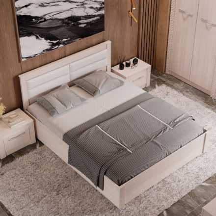 Кровать двуспальная Монако 160х200см ясень белый настил ЛДСП
