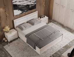 Кровать двуспальная Монако 160х200см ясень белый с подъемным механизмом