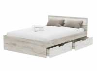 Кровать двуспальная с ящиками Гармония КР 604 160x200см дуб крафт белый / дуб крафт серый