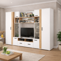 Модульная гостиная Оскар-18 (3,1м) белый/дуб крафт золотой