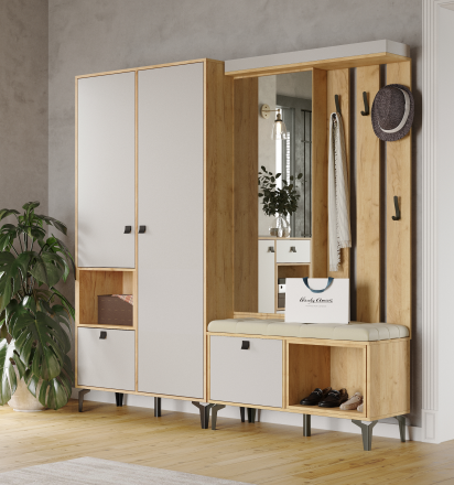 Прихожая Милан шкаф универсальный 984х2100х366мм лдсп Дуб Крафт Золотой / Кашемир