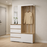 Прихожая Хелен ПР-01 1,26м дуб крафт золотой / шагрень белый