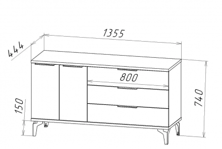 Комод Грейс (1355х444х740) цвет белый