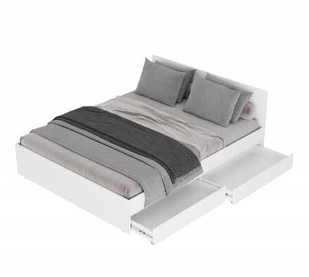 Кровать с ящиками 1,4 м Симпл КР-12 лдсп белый каркас