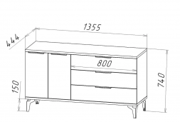 Комод Грейс (1355х444х740) цвет графит
