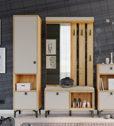 Прихожая Милан пенал 500х2100х366мм лдсп Дуб Крафт Золотой / Кашемир